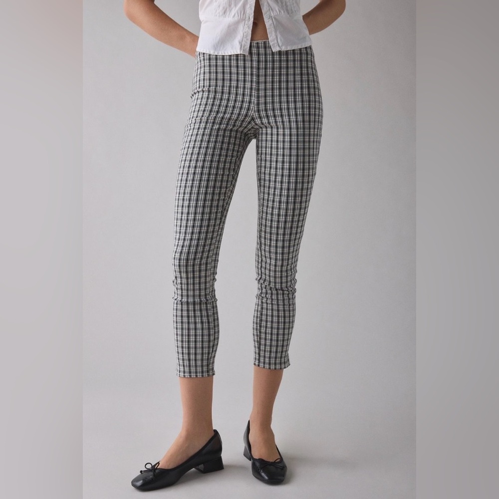 🟤NWT URBAN OUTFITTERS Ellie Smart High Rise Stretch Cropped Pants Black/White